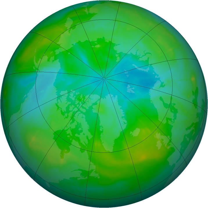 Arctic ozone map for 29 July 2009